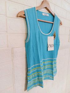 Blue Knit Tank Top