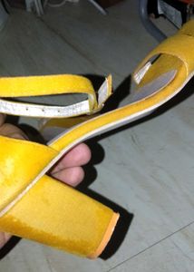 Yellow Velvett Sandals UK Size -4