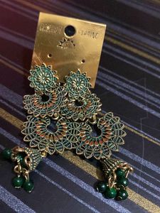 Earrings (Colour - Dark Green)