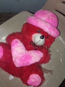 Red Teddy Bear with Pink Heart