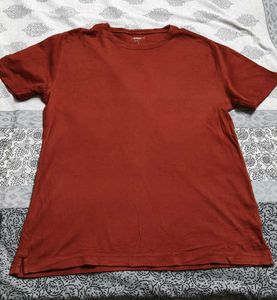 Women Red Cotton Regular Fit Casual Tshirt