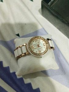 White And Golden Watch