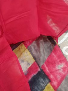 Red Kurta Set With Joint Skirt For Women