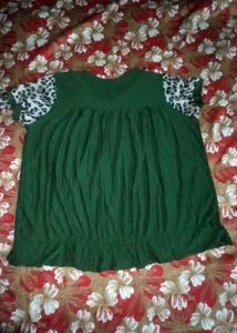 Green Animal Print Top