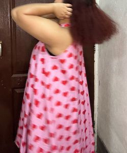 Pink Heart Print Dress