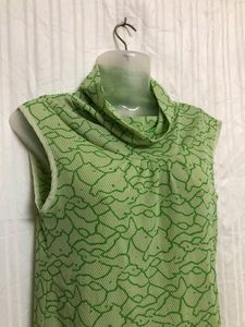 Green Card High Neck Sleeveless Top