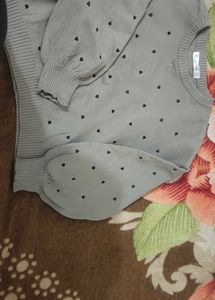 Cozy Grey Heart Print Sweater