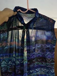 Vintage Patterned Sleeveless Blouse