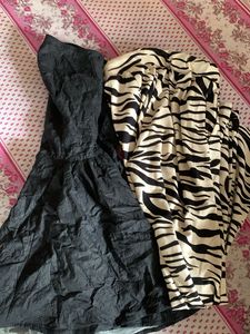 Zebra Print Pants And Tube Black Dress Newme Combo