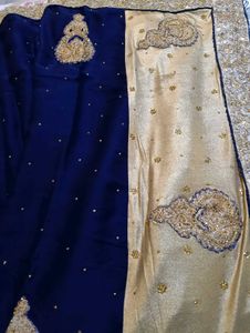 Elegant Blue and Gold Saree