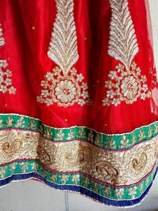 Red Embroidered Lehenga Set