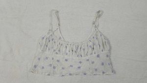 White Floral Crop Top