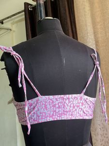 BT60Pink Patterned Bikini Top