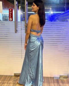 Blue Backless Gown