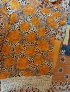Orange Colour Slawar Suit Set With Dupatta In Good