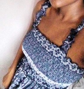 Blue And White Floral Design Maxi Dress