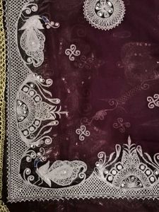 Vintage Poshak Maroon &amp; Silver Embellished Lehenga