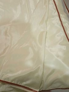 Half White Saree With Maroon Lace