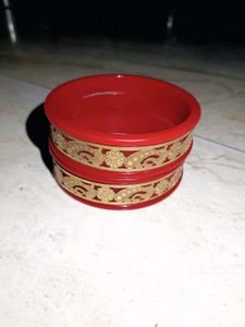 Red &amp; Gold Bangles (one pair)