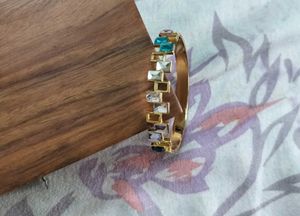 Anti Tarnish square Bangle gem Bracelet