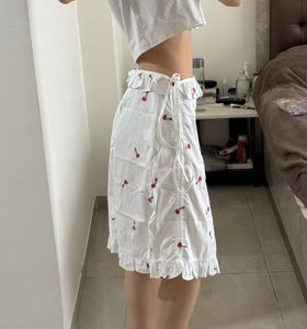 Cherry Embroidered Tie Frill Skirt, How When Wear
