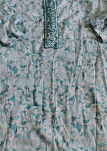 Blue Cotton Kurti  Set