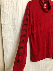 Adidas Red Long Sleeve Cotton Hoodie