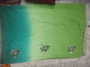 Green Ombre Beaded Saree