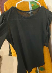 Black Puff Sleeve Top
