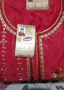 Red &amp; Gold Embroidered Salwar Kameez Suit