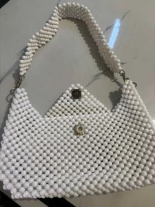 White Beaded Shoulder Bag