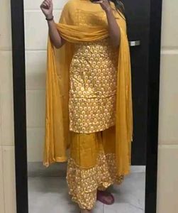 Yellow Printed sharara set