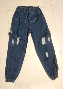 Distressed Denim Joggers