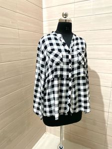 Suzanne Betro Imported  Checkered Shirt Top