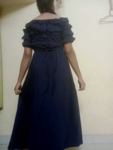 Navy Blue Off-Shoulder Maxi Dress