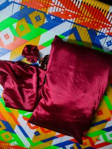 Maroon Satin Pillow Covers