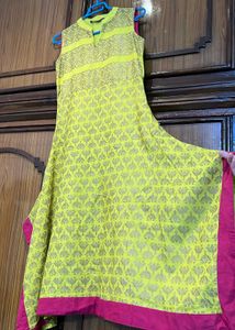 WITH FREE DUPATTA + Yellow Printed Kurta