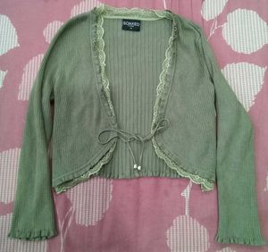 Korean Style tie Front Overwear Top.