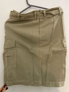 Beige Cargo Skirt With Belt