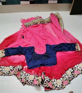 Elegant Pink Embroidered Saree