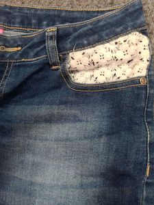 Denim Shorts with Lace Detail