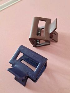 Set of 2 Matte Claw Hair Clips - Blue &amp; Brown