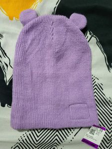 Purple Bear Ear Beanie