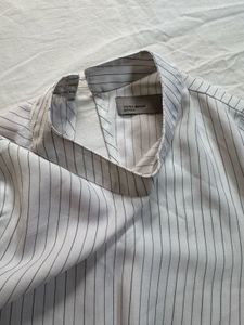 White Stripped collar Top
