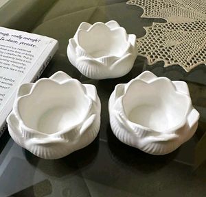 Set Of Three Lotus Shaped Tealight Candle Holders