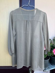 Elegant Olive Green Lace Blouse