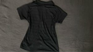 Black Ribbed Collared Zip up Polo Top