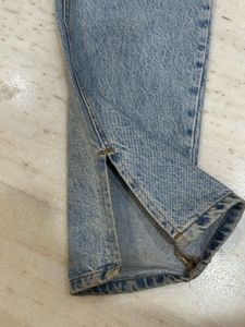 Zara Light Wash Flared Full Length Jeans