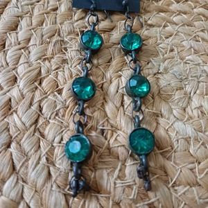 Cocktail Earrings WithEmerald Green Stones