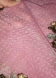 Pink Net Saree